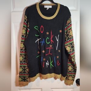 Jolly Sweaters Black Multicolored Christmas Ugly Sweater Holiday XXL